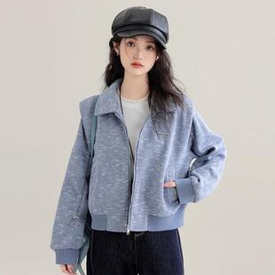 帛卡琪202松4秋季 小质香风翻领短外套女57932宽开气夹克拉链 新款