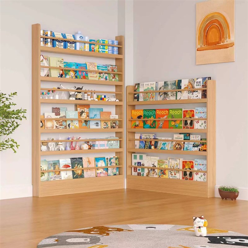 木工小舅 门后实木书架收纳落地 儿童阅读书O柜置物架多层壁挂墙