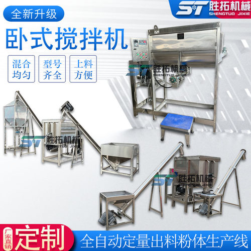 粉体成套全自动生产线卧式搅拌机化工干粉螺带混合机配套称重系统