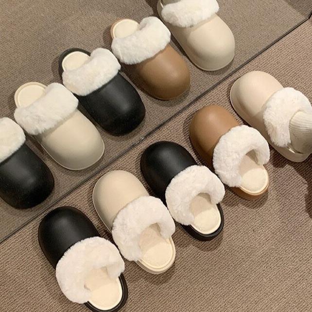 【下单立减30】可拆卸冬季保暖可拆洗厚底包头外穿加绒棉拖Y22