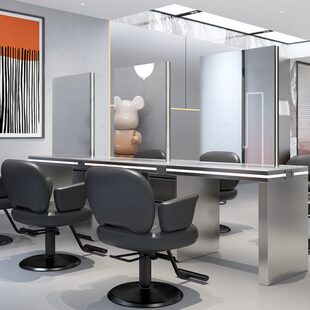 发廊专用桌子美发发镜简约网红染双面理发店镜台区店烫单剪大理石