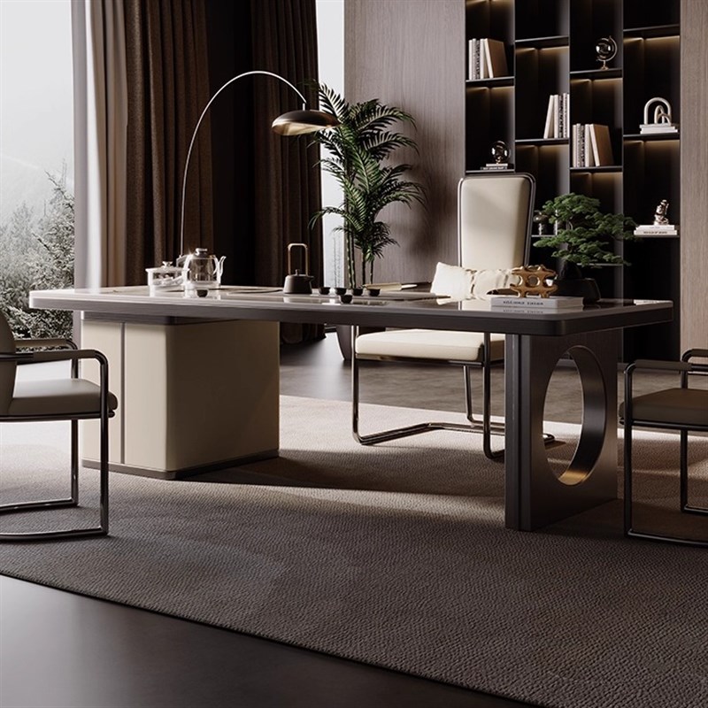 轻奢岩板b茶台办公室高端茶桌泡茶一体现代茶桌椅组合阳台家用茶