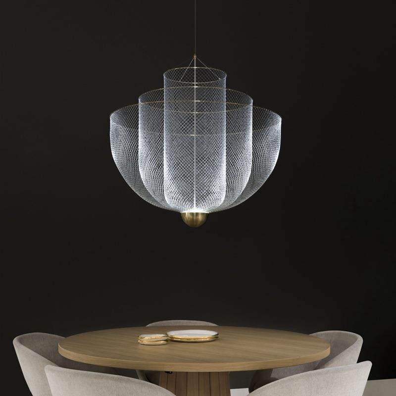 意大利餐厅客厅灯轻奢后现代灯网格金属造型卧室LED创意吧台吊灯