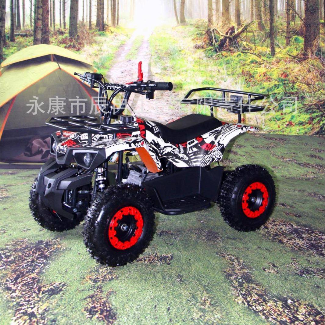 新款49cc电启动小小战神带前大灯前后货架全地形儿童四轮越野摩托