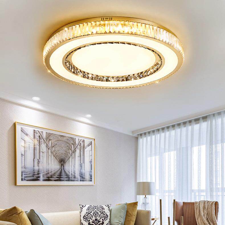 现代简约轻奢水晶吸顶灯家用卧室房间灯创意客厅餐厅LED圆形灯具