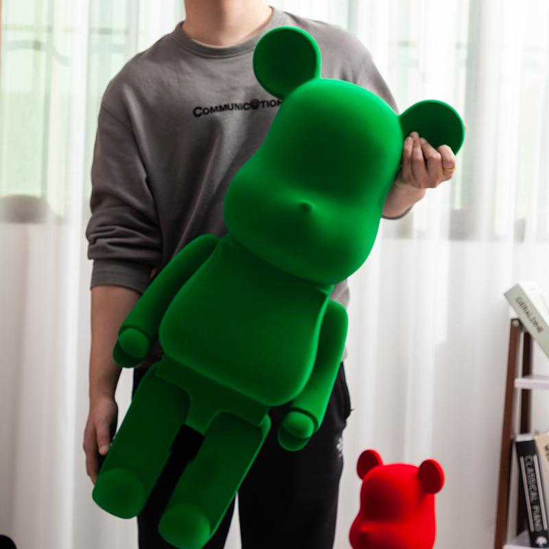 北欧轻奢客厅落地植绒存钱罐毛绒工艺熊装饰品玩具家居电视柜摆件