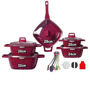 dessini22件套25方汤锅铝锅汤锅厨具套装麦饭石不粘锅