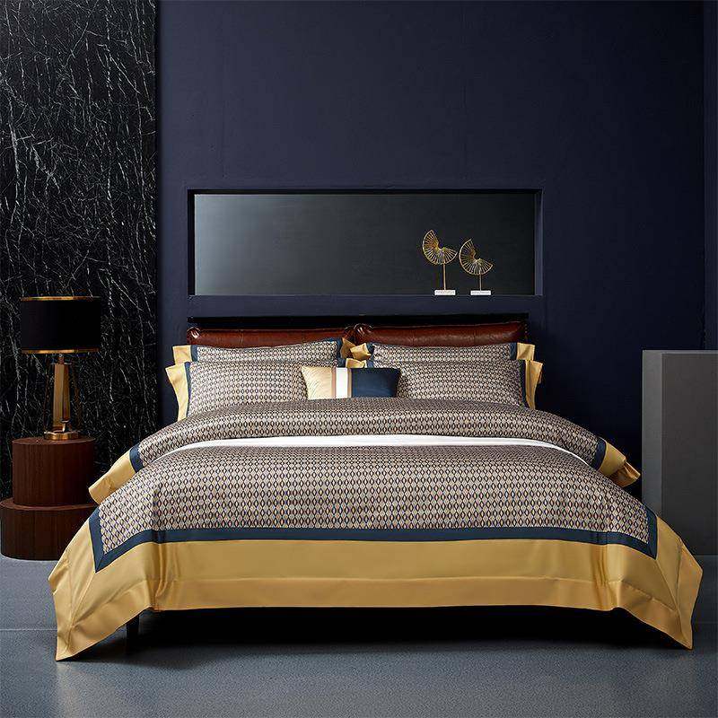 100支数码拼角工艺款全棉四件套纯棉长绒棉贡缎数码印花床上套件