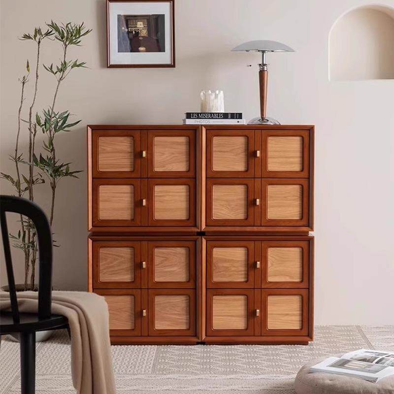 中古风斗柜设计师香云纱法式复古高级感实木床头柜黑色卡门柜组合