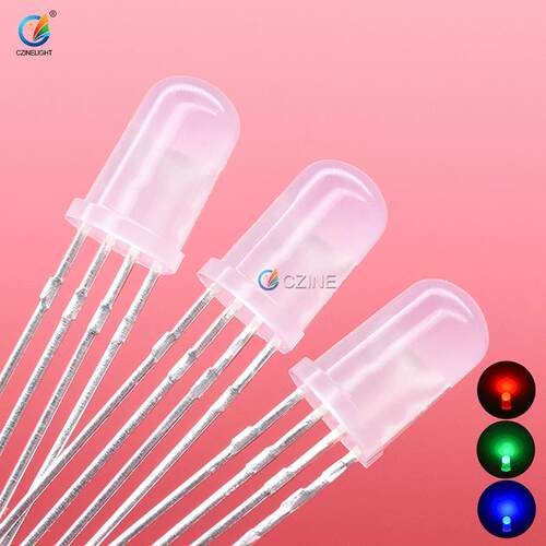 5mm全彩雾状共阳四脚高亮金线F5全彩RGB灯珠直插式LED发光二极管