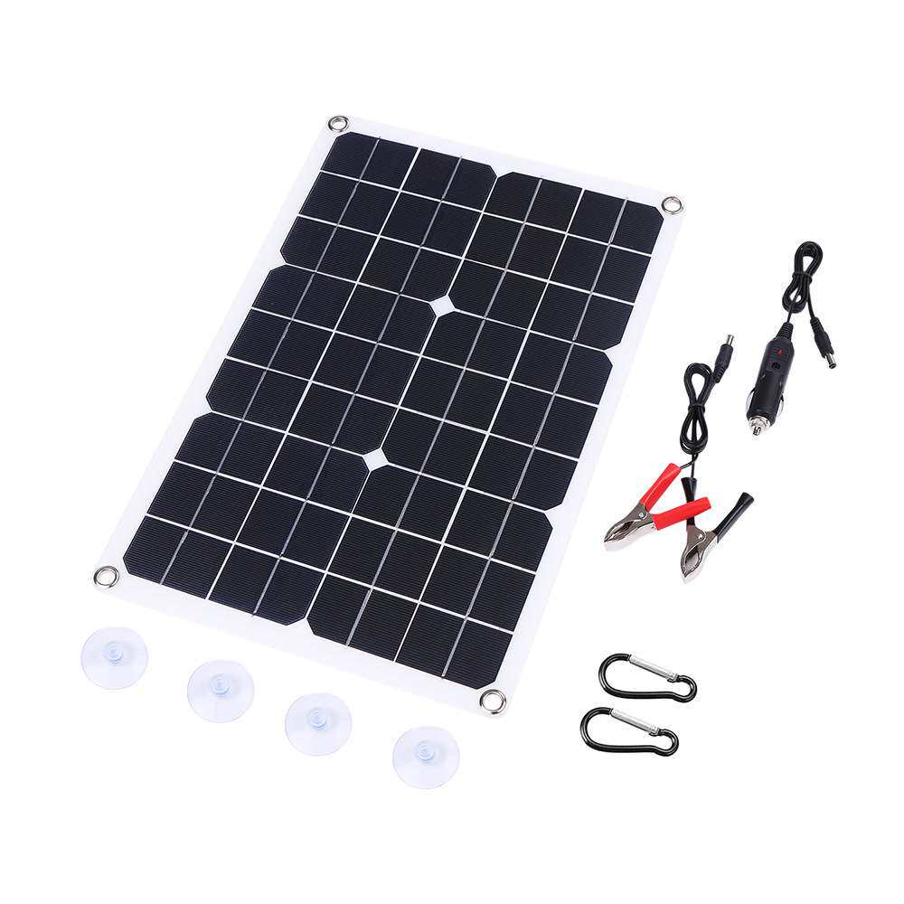 单晶硅20W 18V /5V柔性太阳能板充12V汽车船舶电池双USB+DC5521