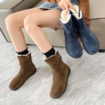 2025新款romi同款勃肯雪地靴女短靴百搭舒适保暖加绒加厚棉鞋女冬