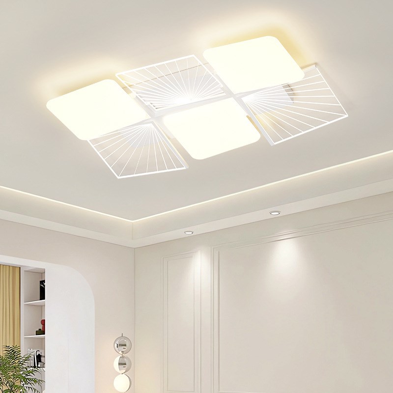 客厅吸顶灯2f5新款现代简约大气创意刻线奶油风灯具全屋套餐组合