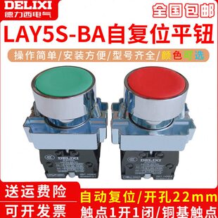 XB2按钮22mm BA45平钮自复位按钮1开1闭 德力西按钮开关LAY5 BA35