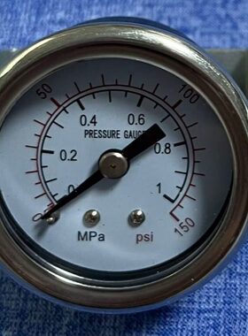 40mm轴向背接式压力表 滚边 后带支架安装 0-1MPA  150psi 10kg