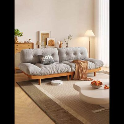 集运日式实木云朵沙发客厅简约北欧原木风双人三人位小户型绒布艺