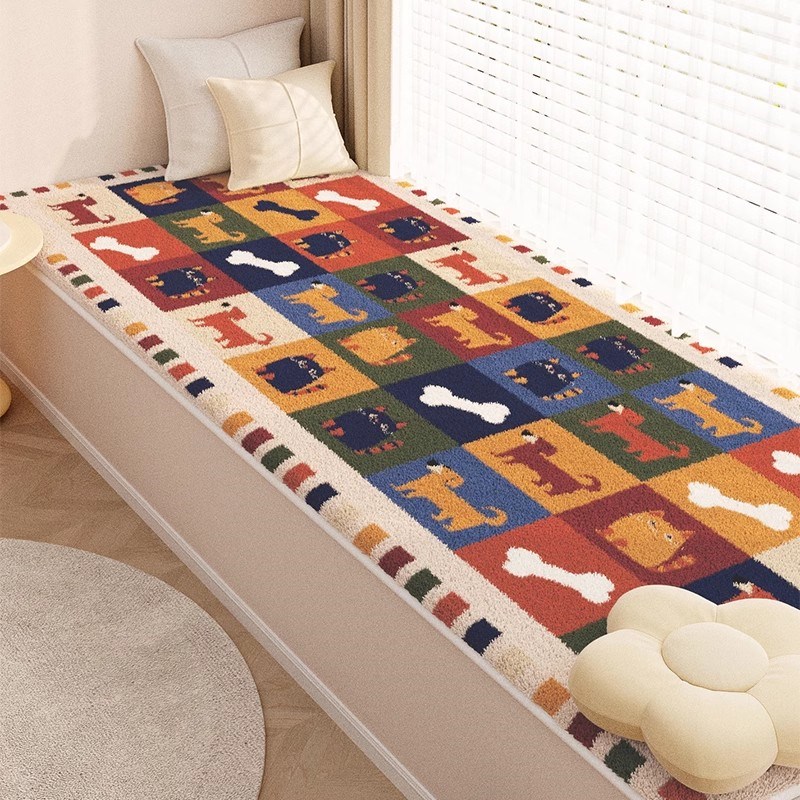 复古飘窗垫阳台垫高级感房间装饰冬季毛绒坐垫卧室窗台V垫2024新