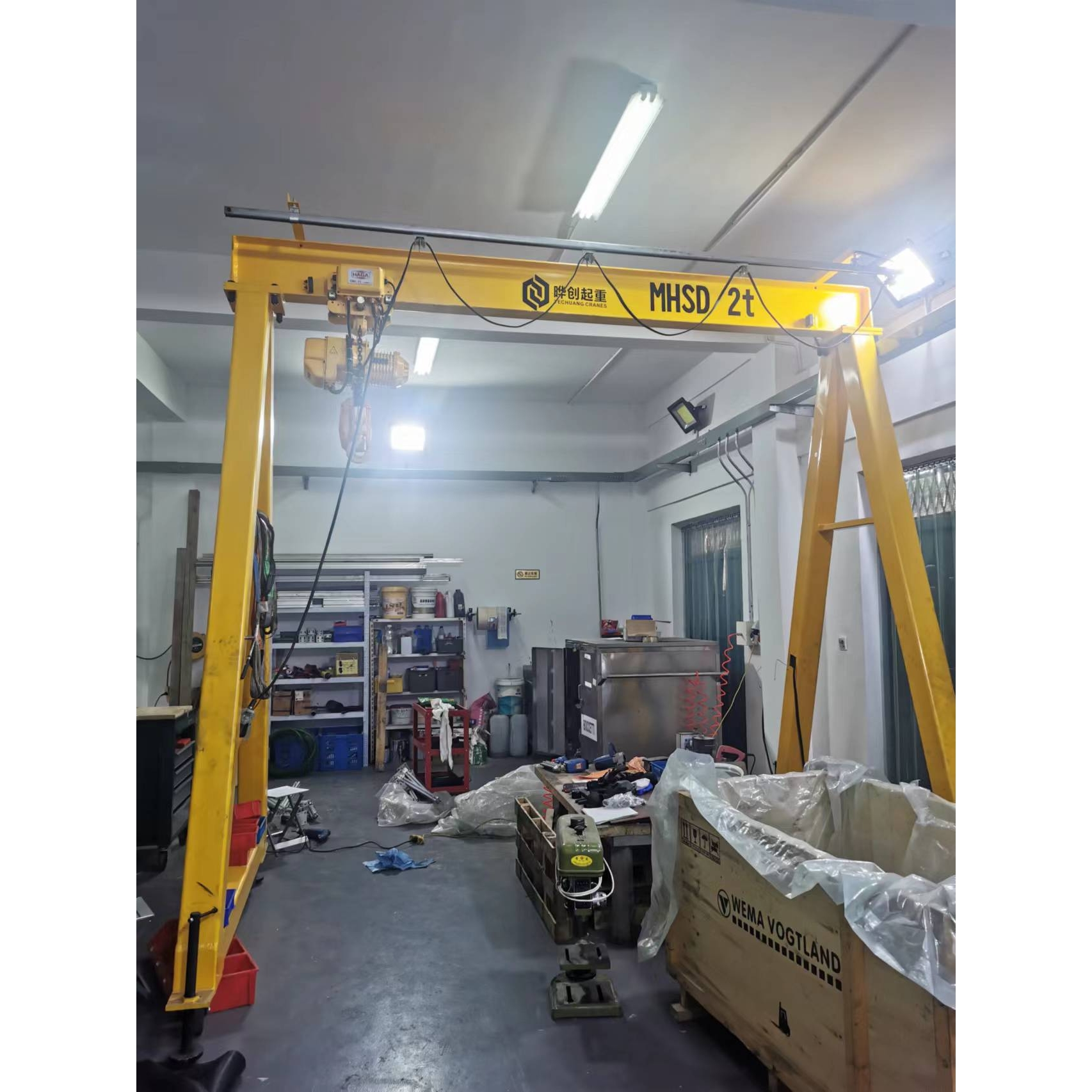 上海晔创2t手推移动龙门架 简易门机 1t小型工位吊  3t桥式门架