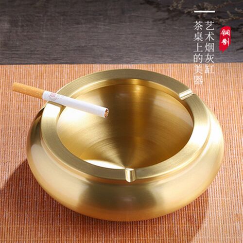 黄铜烟灰缸全铜摆件家居饰品办公室客厅装饰品创意礼品黄铜烟灰缸