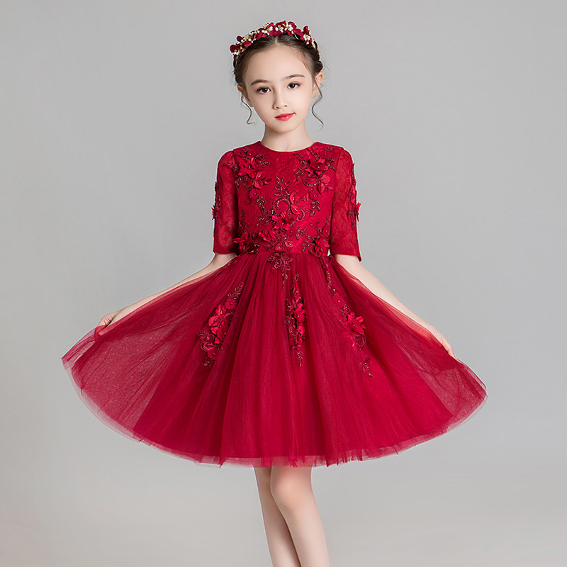 儿童礼服公主裙女童蓬蓬纱花童婚纱生日洋气走秀钢琴演出服高端春