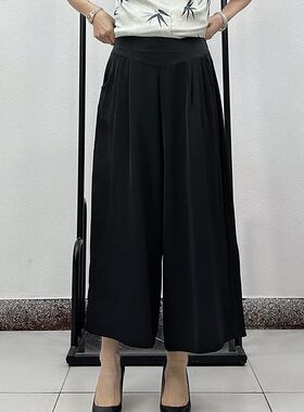 大码真丝女裤妈妈夏季薄款重磅中老年人女装老太太夏装九分裤子