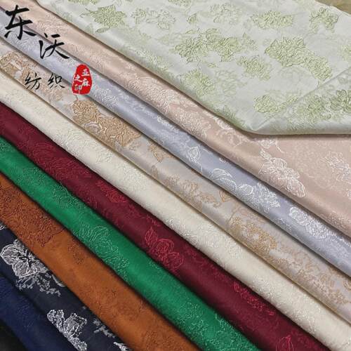 秋冬新款双色人丝提花面料厚款浮雕提花布料中式外套旗袍汉服面料