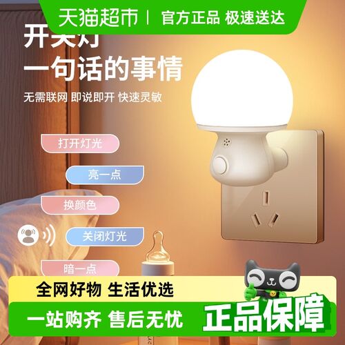 插电小夜灯婴儿喂奶节能护眼卧室睡眠遥控床头灯2025控语音智能