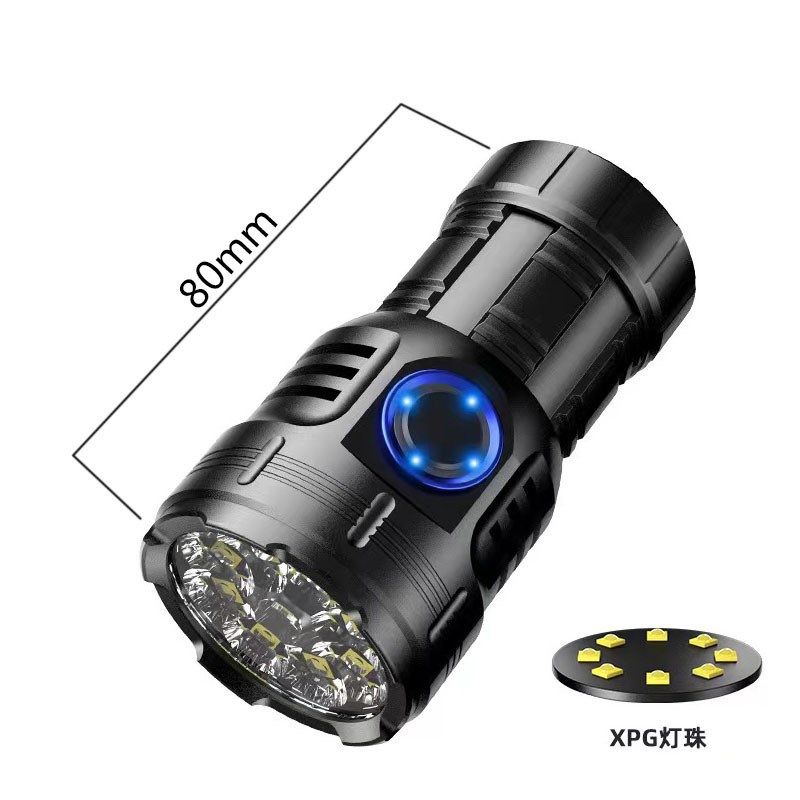 新款八眼怪强光手电筒超亮充电户外家用带红光警示灯,居家日用,照明电筒,淘宝优惠券,粉丝福利购,淘宝优惠卷