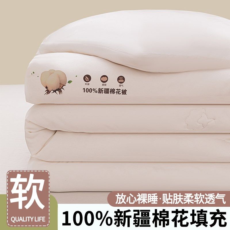 冬被100%新疆纯棉花被宿舍单人棉花被子被芯双人家用春秋10斤被褥,床上用品,棉花被,淘宝优惠券,粉丝福利购,淘宝优惠卷