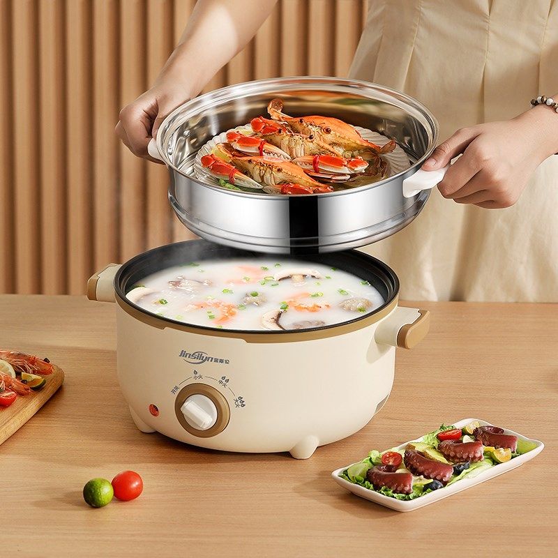 电炒菜锅多功能电煮锅宿舍学生锅小型煮面锅蒸煮一体锅家用电火锅,厨房电器,电煮锅,淘宝优惠券,粉丝福利购,淘宝优惠卷