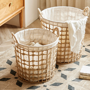 日式复古脏衣篓家用脏衣服收纳筐卧室高颜值脏衣篮浴室衣物洗衣篮