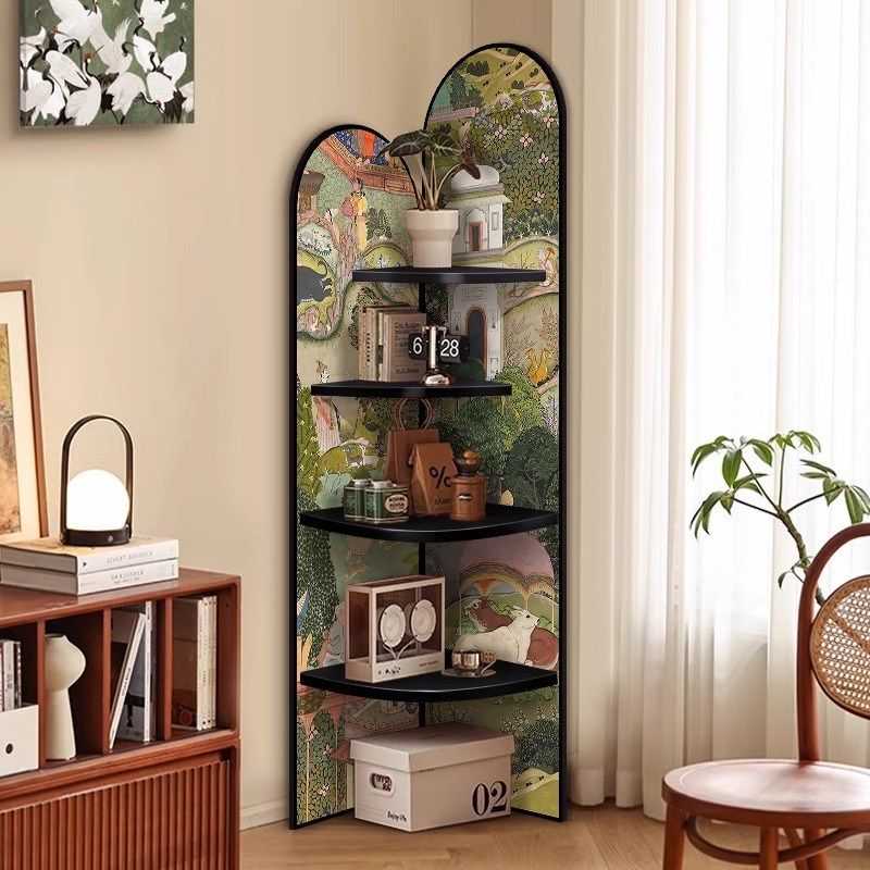 中古风客厅置物架拐角柜三角柜摆件转角柜收纳落地储物柜卧室装饰,家居饰品,落地摆件,淘宝优惠券,粉丝福利购,淘宝优惠卷