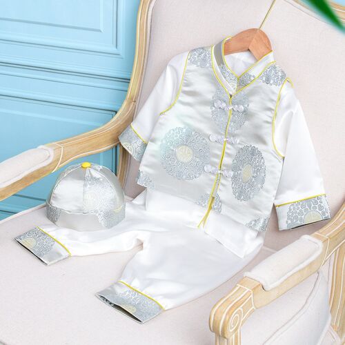 男女宝宝周岁宴礼服岁生日真丝中式唐装抓周服春秋季长袖高端定制