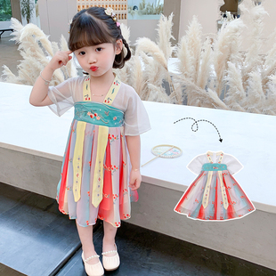 汉服女童夏款儿童古风超仙女宝宝襦裙小女孩洋派公主连身裙子唐装