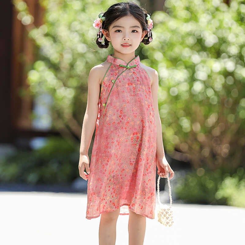 女童旗袍夏季2025新款薄款女童新中式连衣裙国风小孩汉服改良无袖