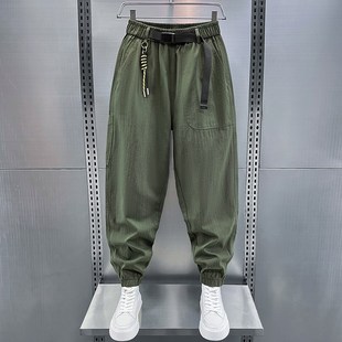 宽松大码 子男士 阔腿哈伦裤 国潮老爹束脚工装 2024春季 裤 休闲萝卜裤