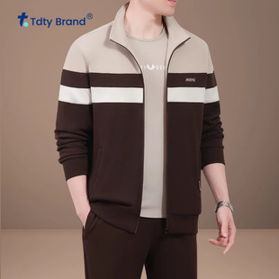 运动休闲服外套套装 中老年套装 男士 三件套2025新款 春秋季 潮流时尚