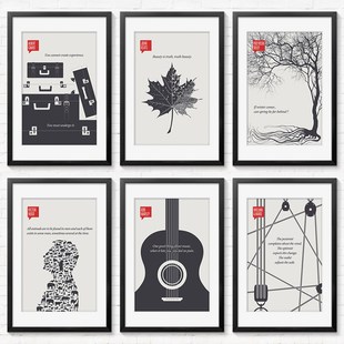 励志标语装饰画办公室壁画企业文化挂画创意海报个性英文字母墙画