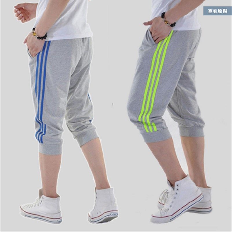 夏季男休闲裤宽松运动短裤夏天中学生大码胖子七分裤夏裤针织中裤