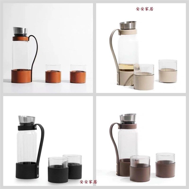 现代简约创意皮质水壶水杯摆件样板房售楼处桌面茶几茶水间餐厅,家居饰品,装饰摆件,淘宝优惠券,粉丝福利购,淘宝优惠卷