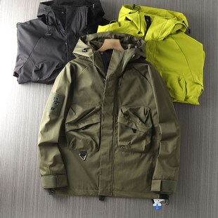 外贸户外防风防水工装 男士 夹克连帽冲锋衣潮 秋季 英伦高端情侣款
