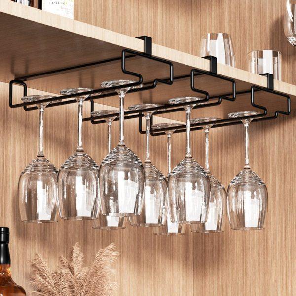 通用免打孔红酒杯架倒挂酒柜高脚杯收纳架子家用悬挂轻奢高档摆件,收纳整理,红酒架,淘宝优惠券,粉丝福利购,淘宝优惠卷