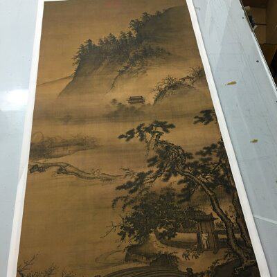 游春晚戴 真迹轴微喷立仿古复制复古山水进 国画装饰画图归人物