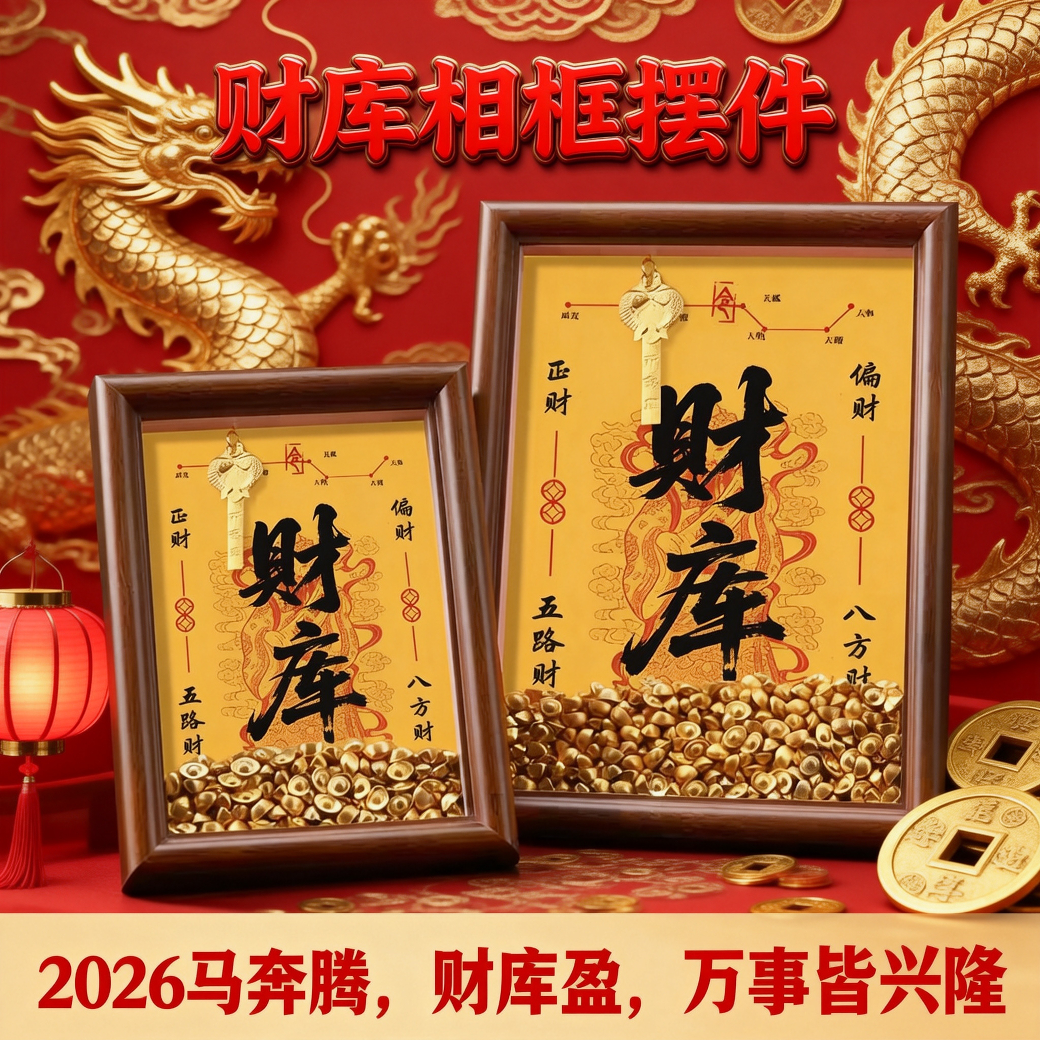 2026马奔腾财库相框摆件中式传统风格招财进宝画框装饰品,家居饰品,相框/画框,淘宝优惠券,粉丝福利购,淘宝优惠卷