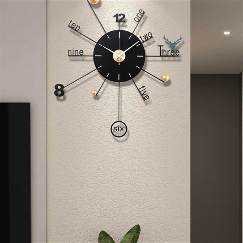 挂钟轻奢现代时尚挂墙创意挂表北欧F艺术餐厅简约装饰家用客厅钟