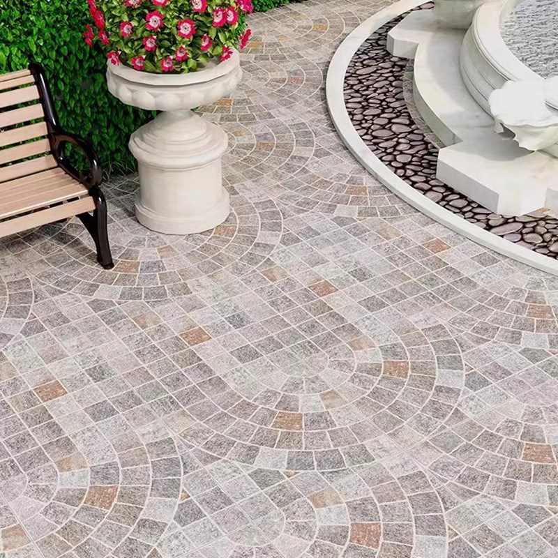 仿莱姆石拼花地砖室外花园院子仿古砖庭院地铺石瓷砖600x600.x12M