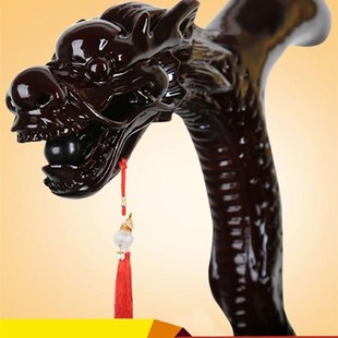 高档老人拐杖实木龙头拐杖防滑三脚手杖木拐棍老年人四脚拐杖祝寿