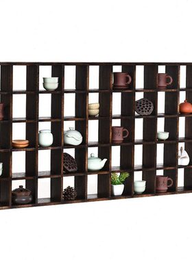 格子架隔断置物架架木墙多宝阁烧桐客厅茶具可木桐壁挂博古架实木
