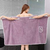 可穿浴巾女家用洗澡加厚不毛穿戴式 浴袍浴裙浴巾吊带浴巾大号