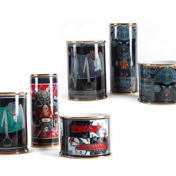 现代简约彩色骑顿马客厅直筒摆件插花花瓶创意陶瓷欧式蓝色装饰品